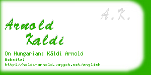 arnold kaldi business card